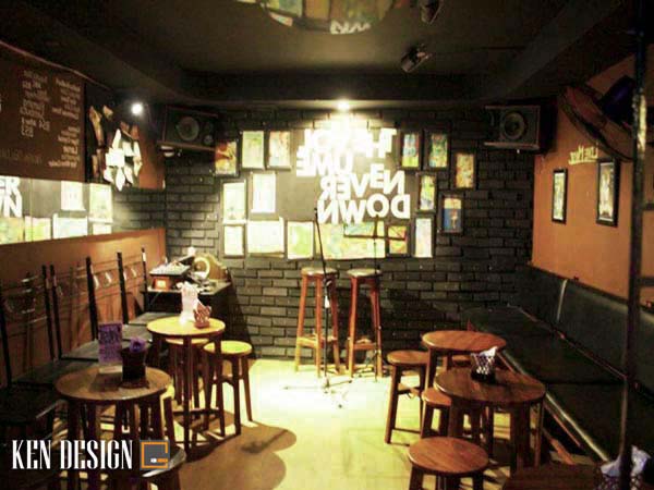 thiết kế nội thất quán trà sữa phong cách acoustic